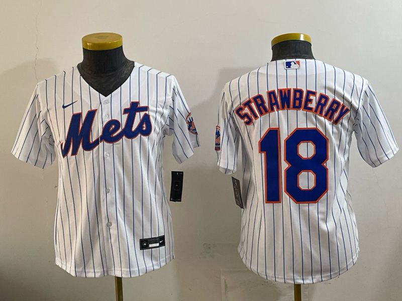 Youth 2026 New York Mets #18 Strawberry White Stripe Game Nike MLB Jersey style 01->buffalo bills->NFL Jersey